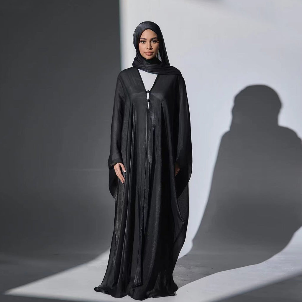 Solid Color Island Crepe Abaya with Hijab