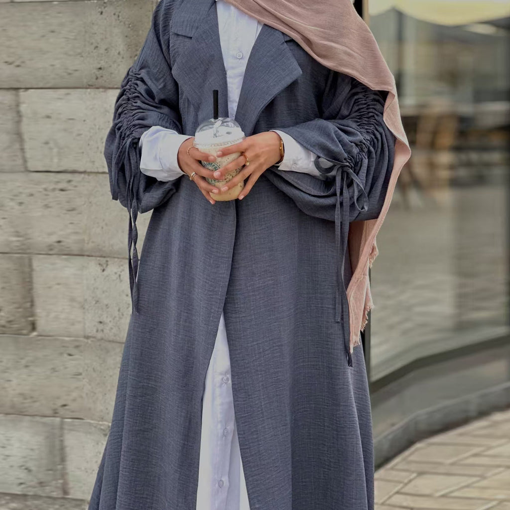 Fashionable Blazer Collar Cardigan Abaya