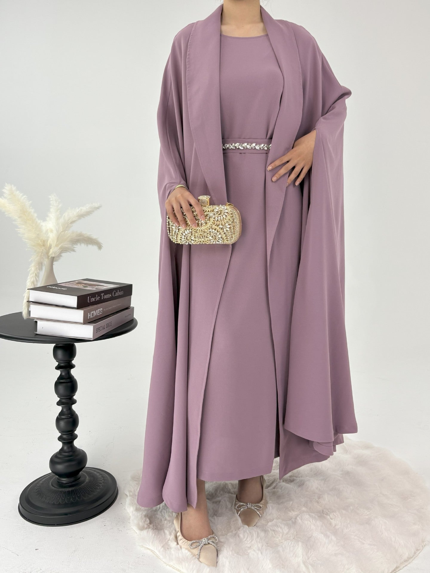 Purple Two Piece Set Abaya