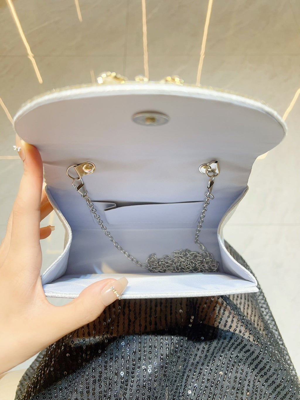 Rhinestone Diagonal Dinner Handbag