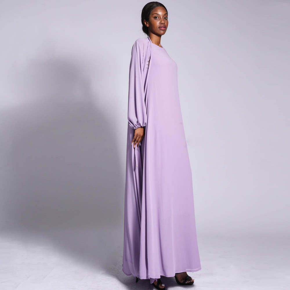 Chiffon Dress Set (Open Abaya+Inner Dress)