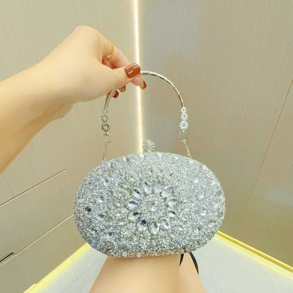 Rhinestone Round Clasp Handbag
