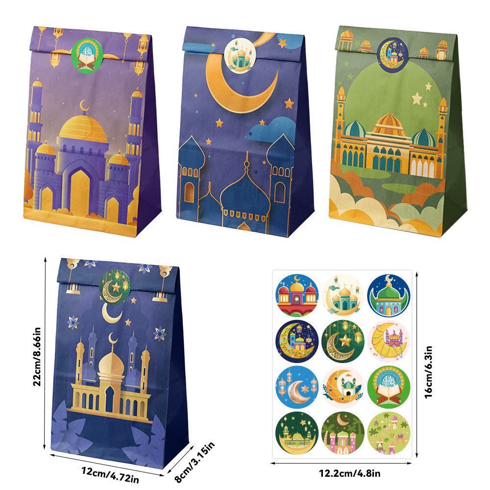 Ramadan Paper Bags with Stickers 12 Pcs S659