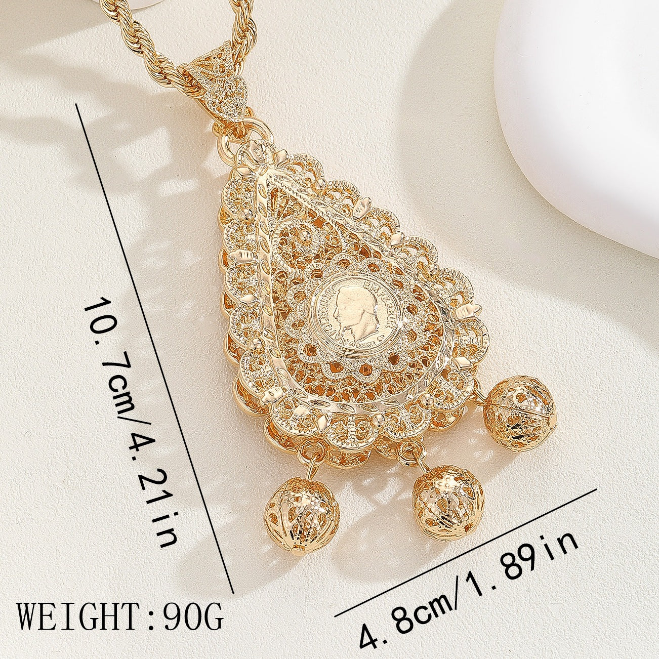 Teardrop Shaped Openwork Double Layers Pendant