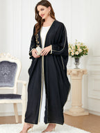 Floral Draped Open Abaya