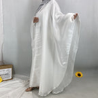 Shiny Satin Batwing Sleeve Shawl Abaya