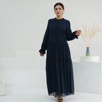 Solid Color Light Flared Sleeve Dress Hijab Set