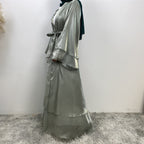Shiny Satin Cardigan Abaya