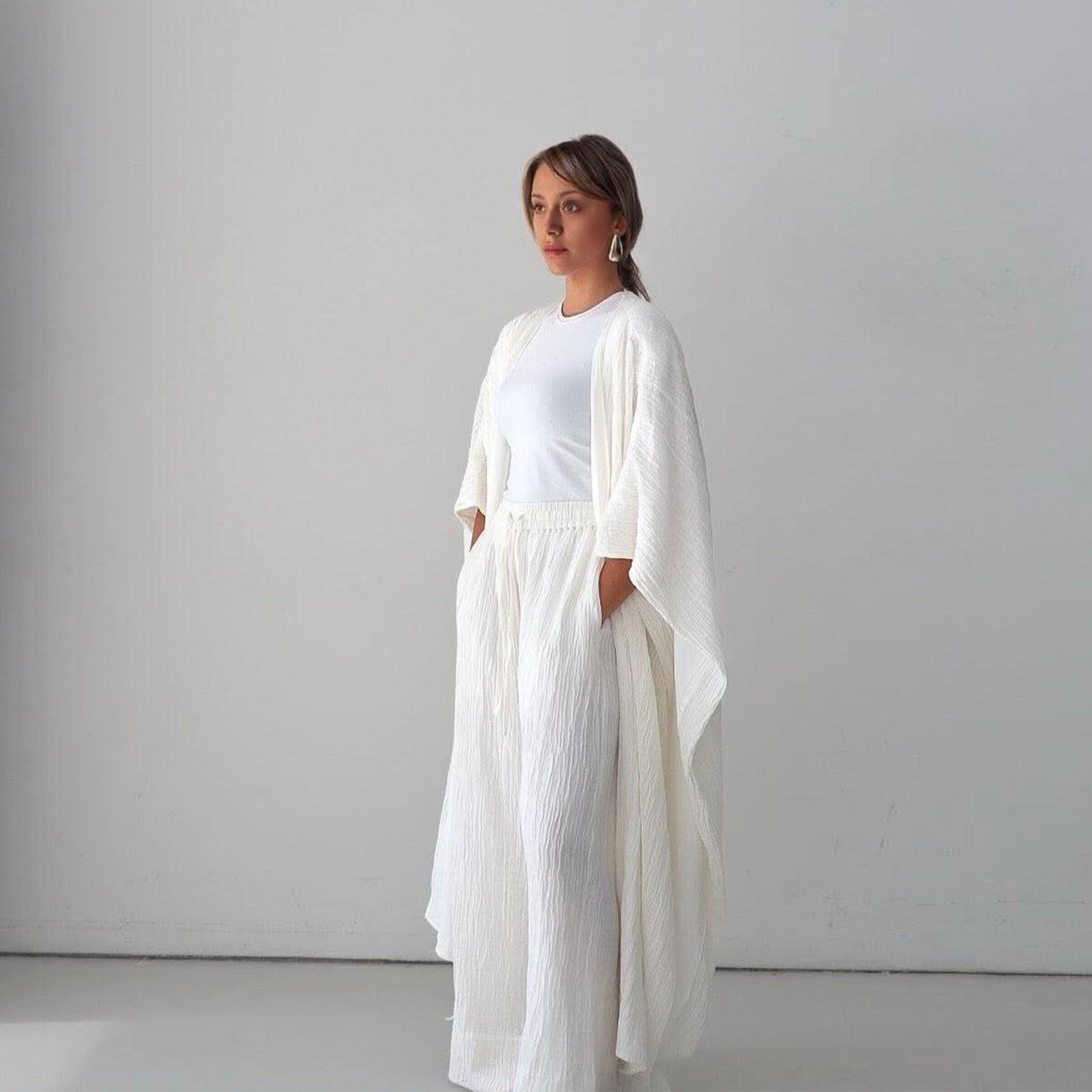 Solid Color Buttoned 2PCS Abaya