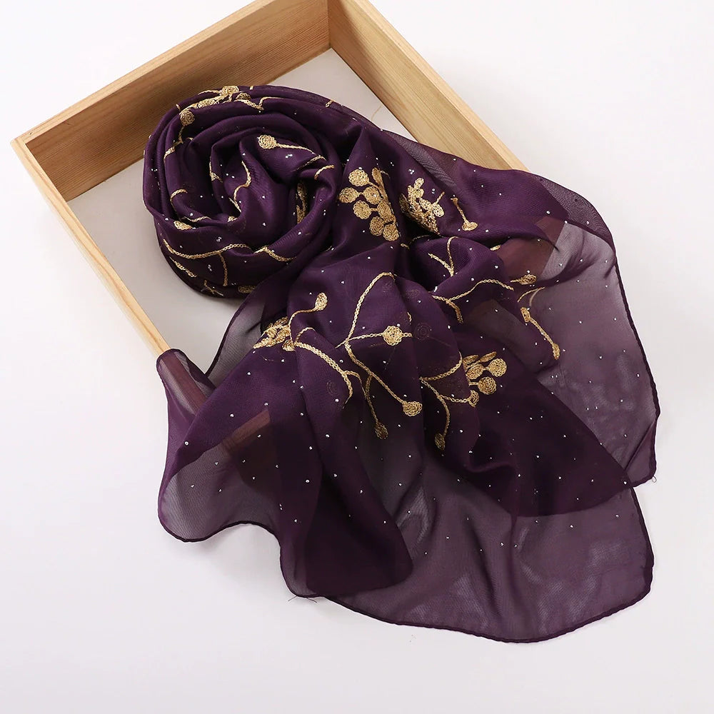 Hot Drilling Embroidered Hijab