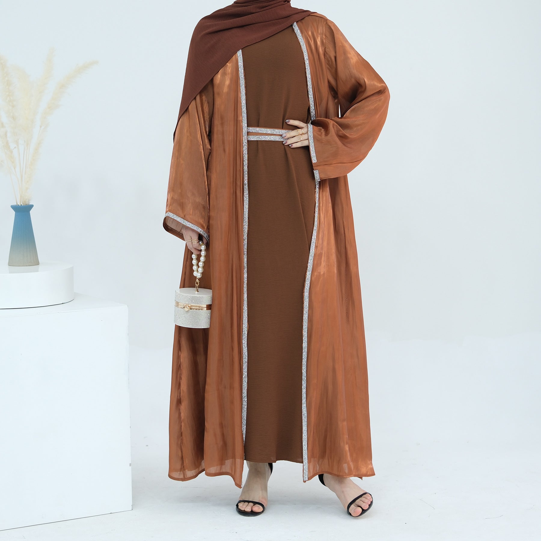 Light Flowing Tulle Abaya With Hijab