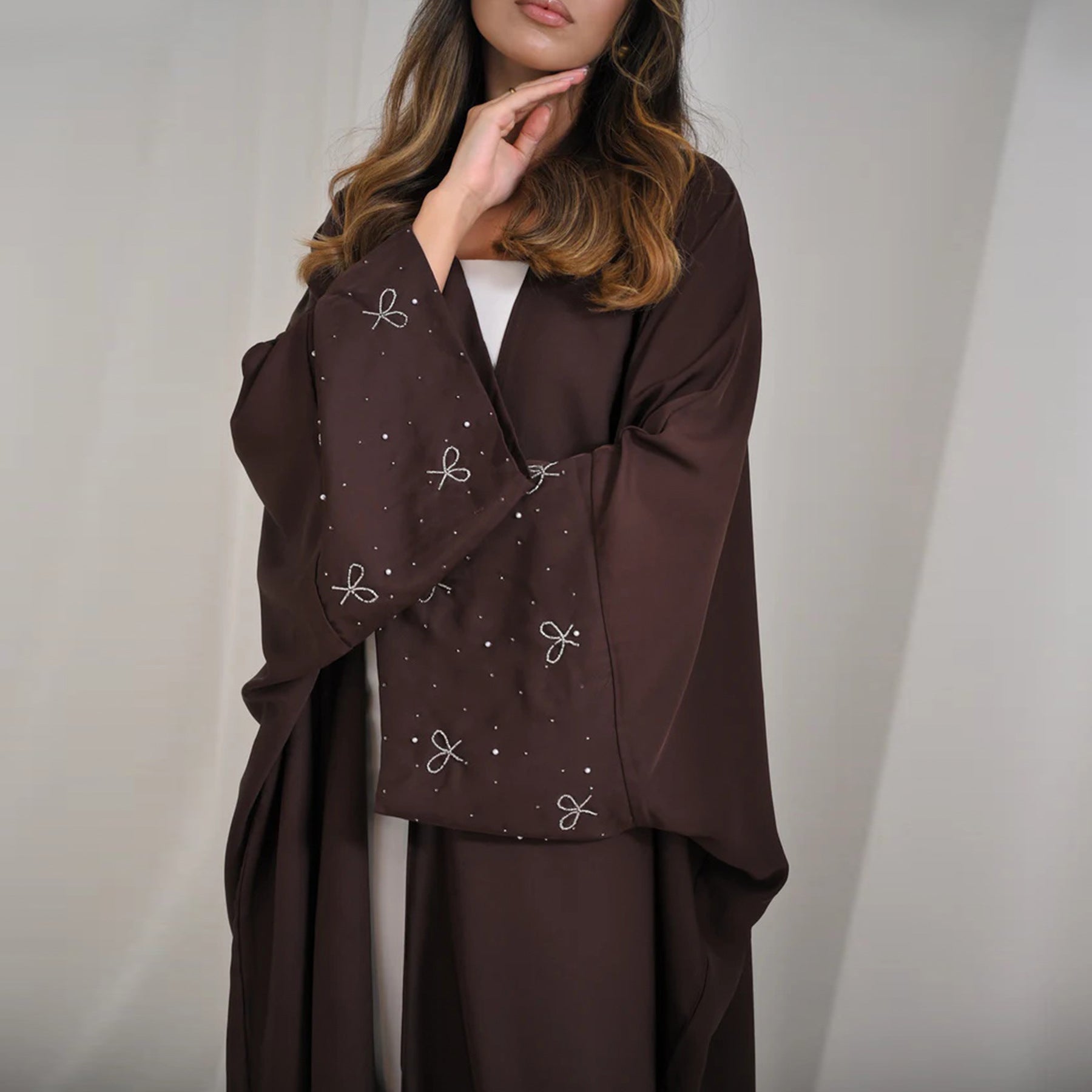 Beaded Bow Cardigan Abaya