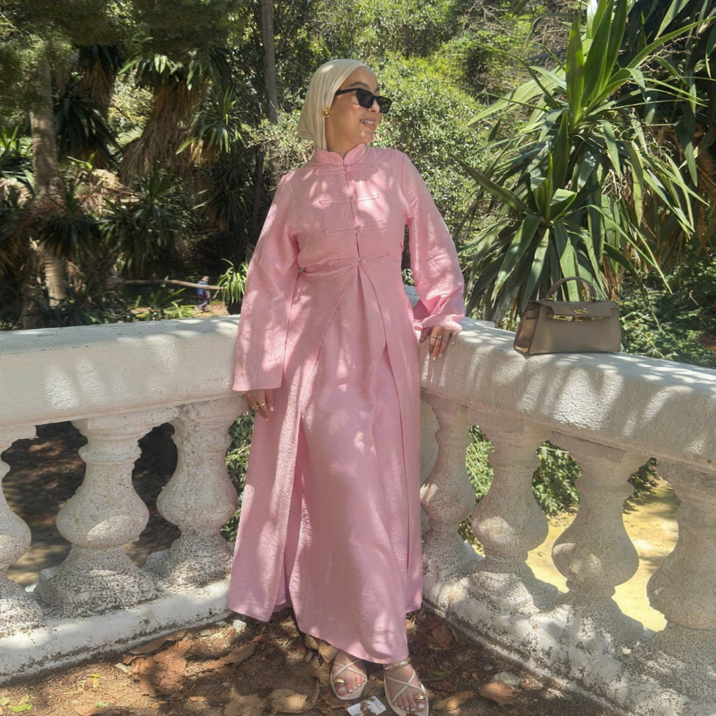 Elegant Cardigan Abaya 2Pcs Set