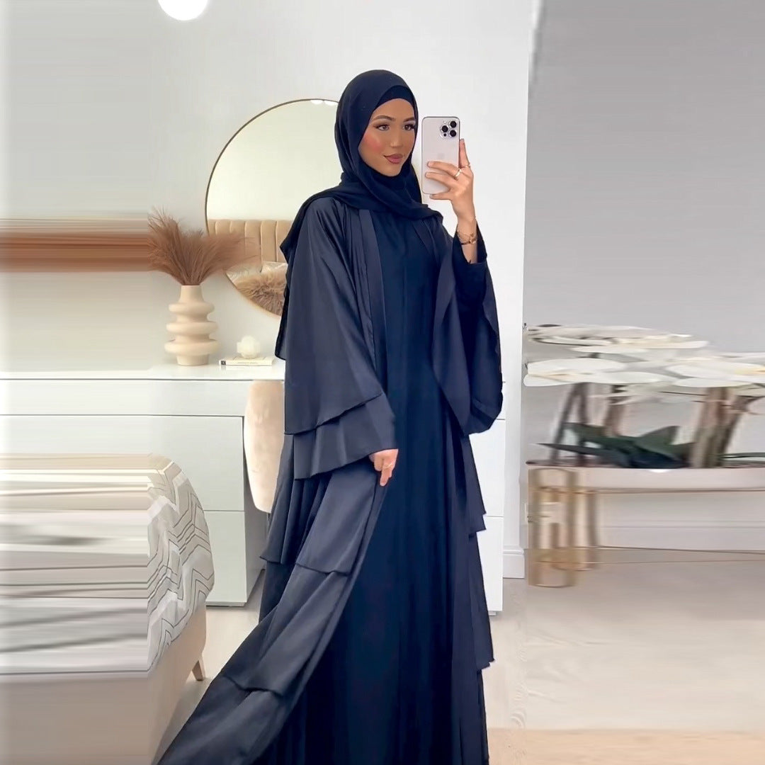 Solid Color Wavy Cardigan Abaya
