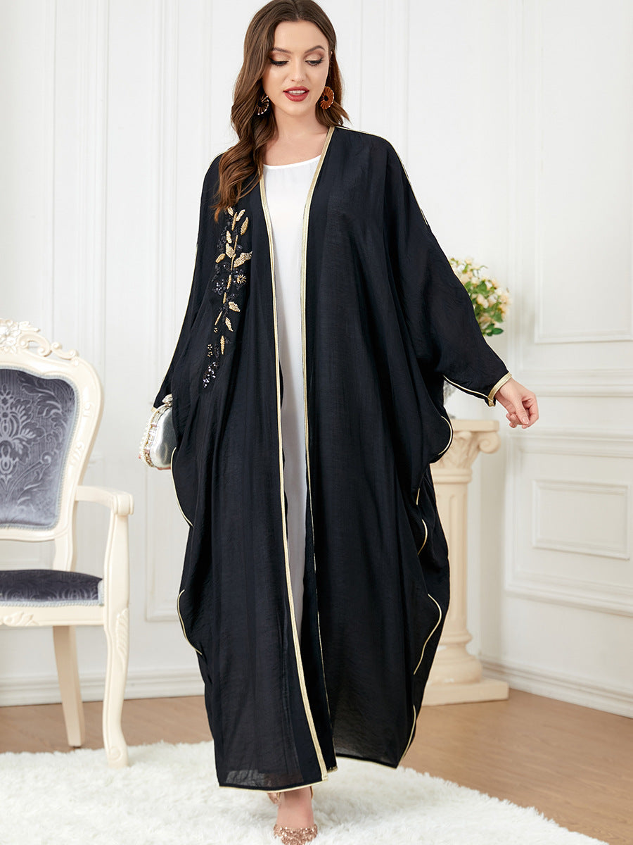Floral Draped Open Abaya