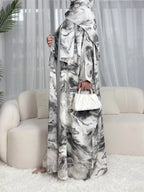 Ink-wash Printed Cardigan Abaya