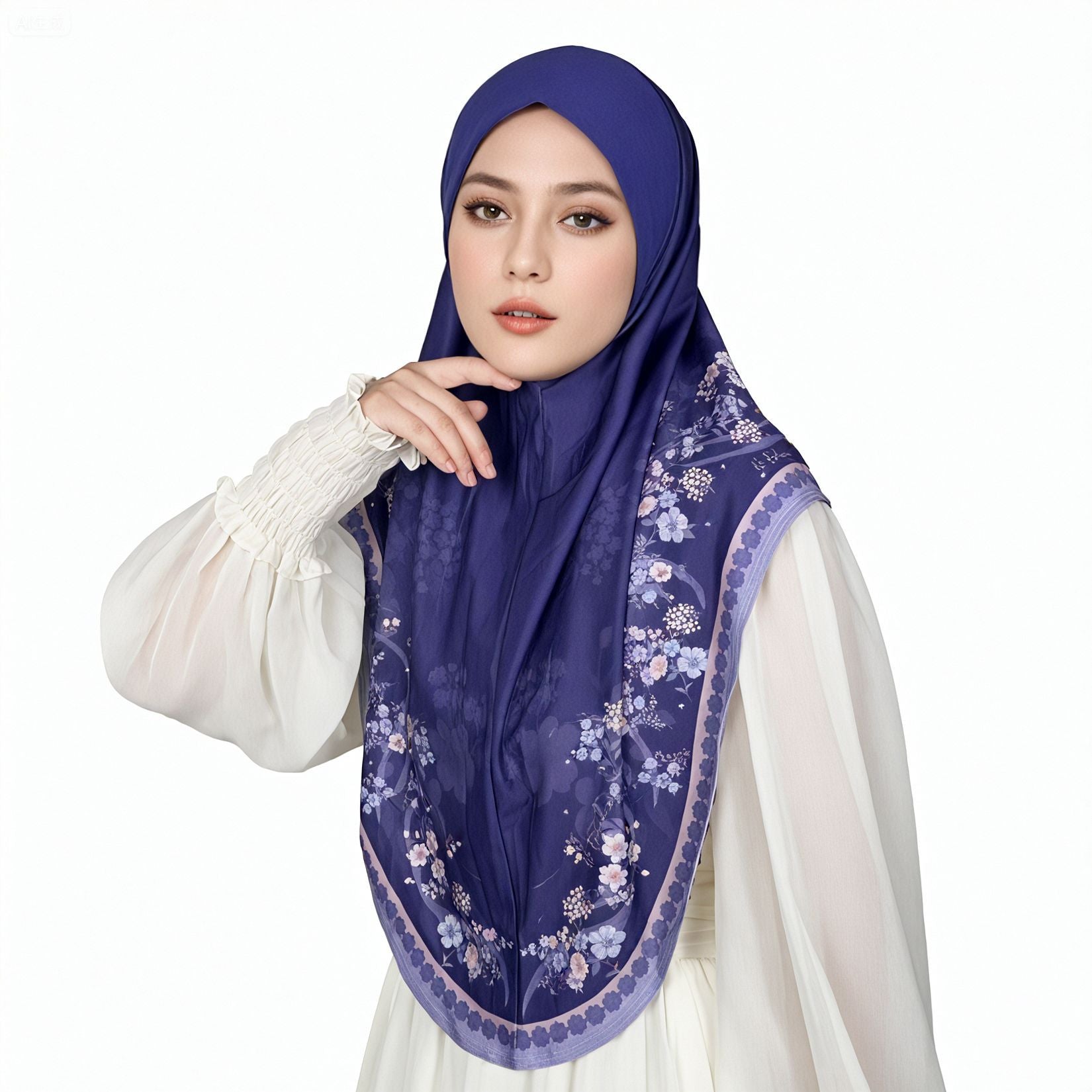 Embellished Printed Hijab Scarf