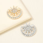 Star and Moon Rhinestone Brooch