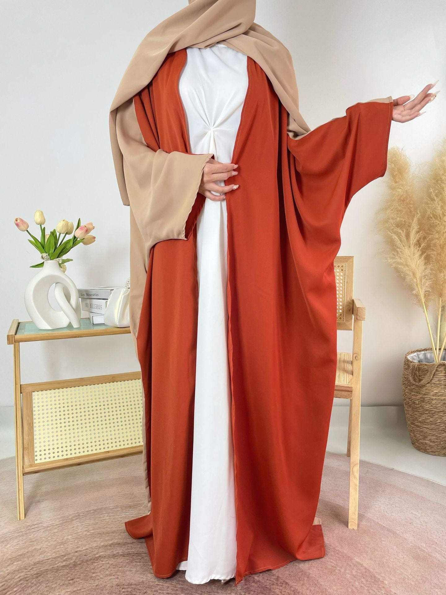 Two Tone Color Matching Abaya