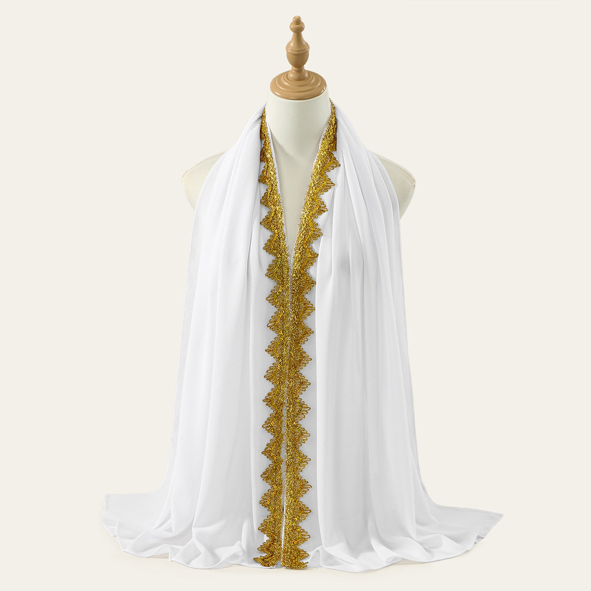 Golden Crown Chiffon Long Scarf for Women