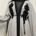 Open Embroidered Abaya with Belt