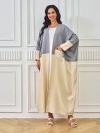 Blue and Beige Color-block Abayas