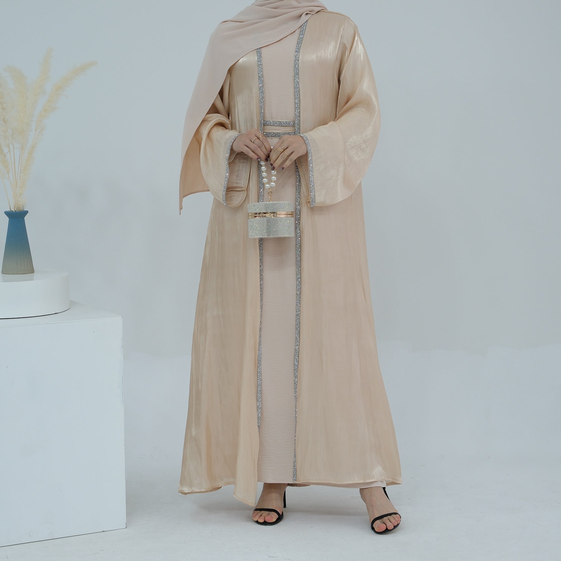Light Flowing Tulle Abaya With Hijab