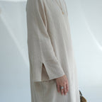 Double Layer Cotton Simple Slit Cuff Dress