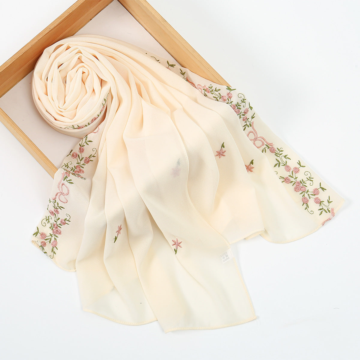 Simple Embroidered Long Hijab for Women