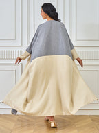 Blue and Beige Color-block Abayas