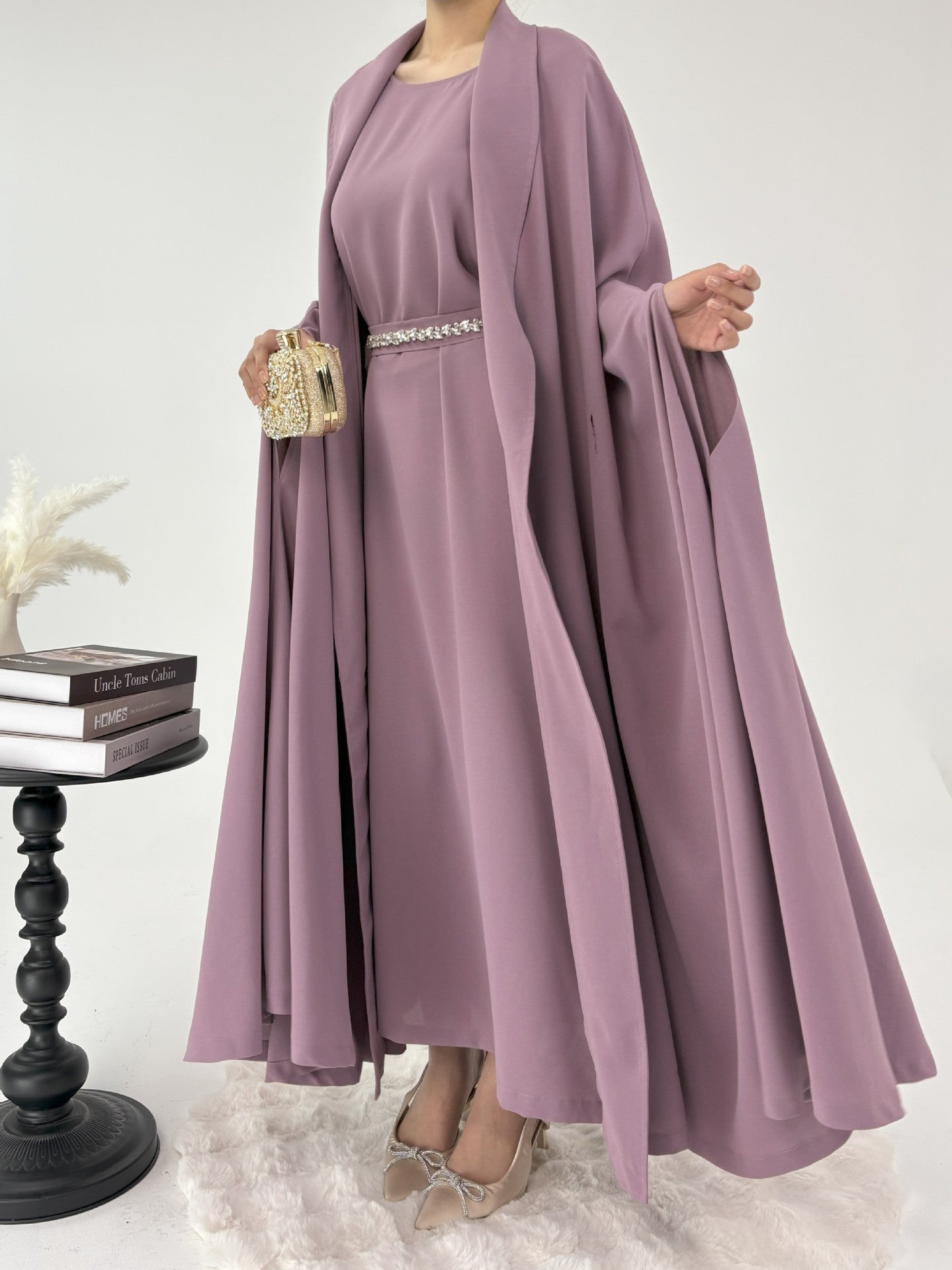 Purple Two Piece Set Abaya