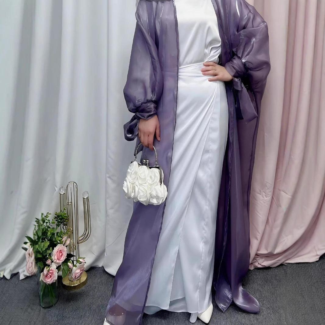 Women's Bubble Sleeve Open Elegant Abaya