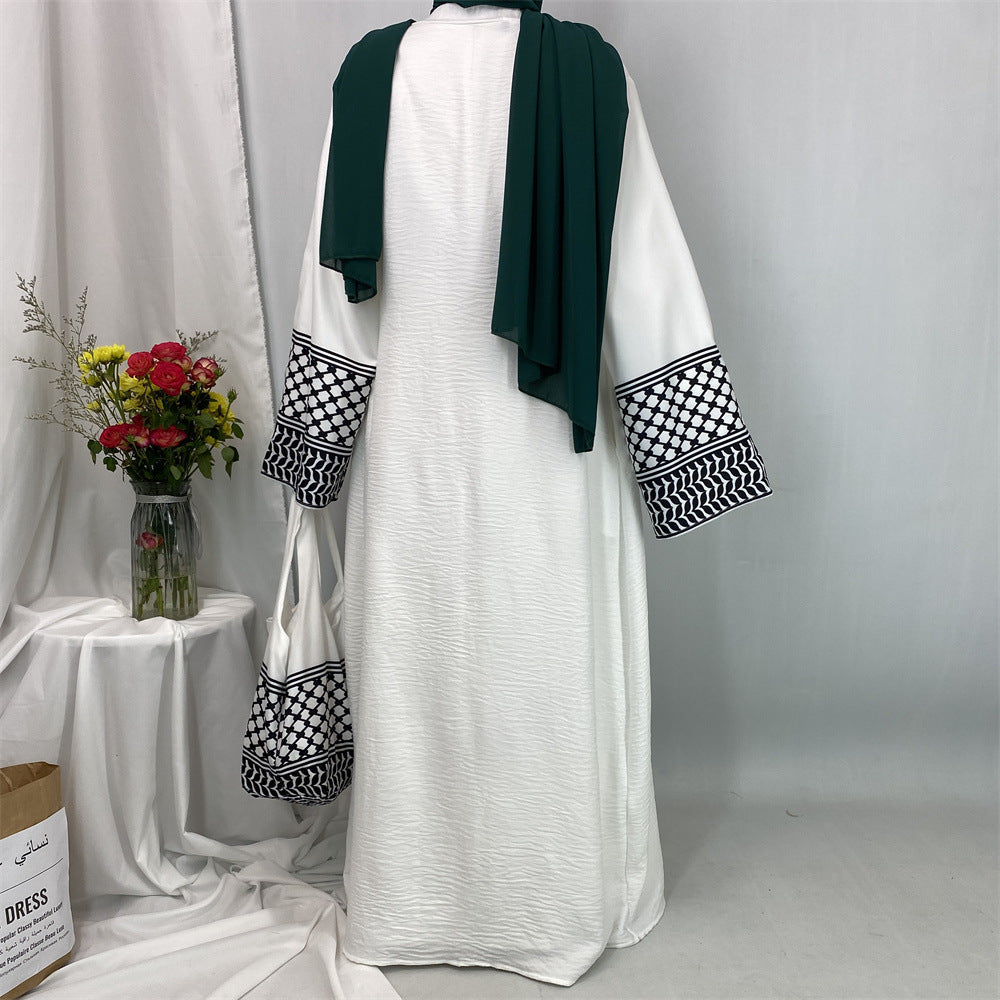 Embroidered Cuff Abaya with Bag