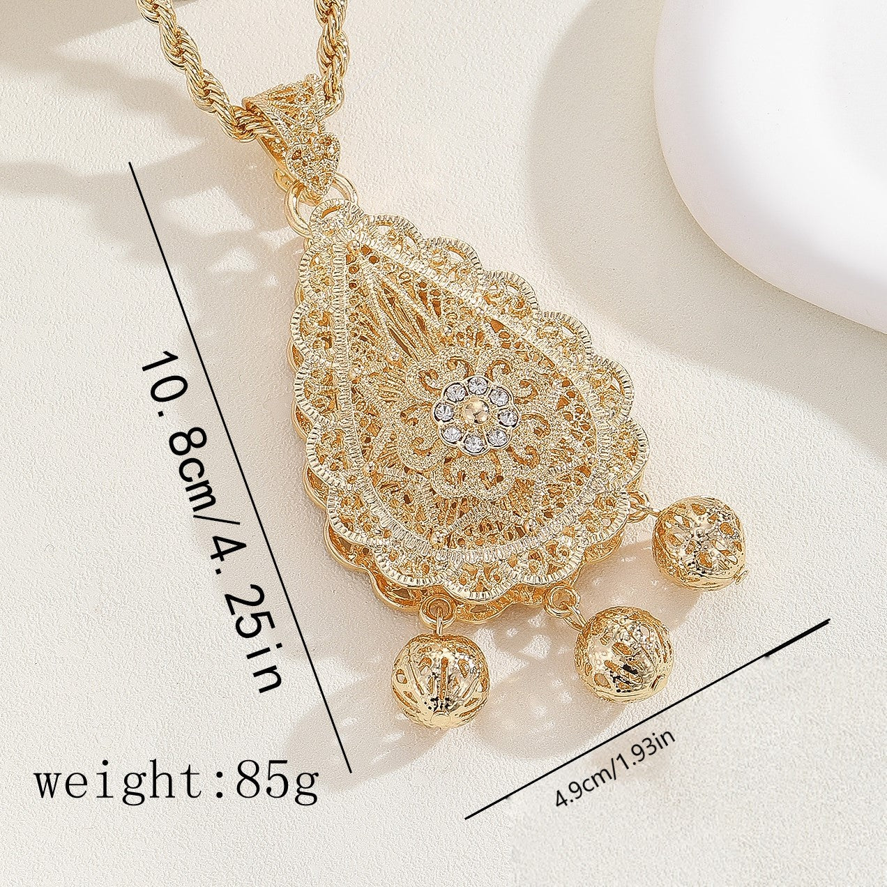 Teardrop Shaped Openwork Double Layers Pendant