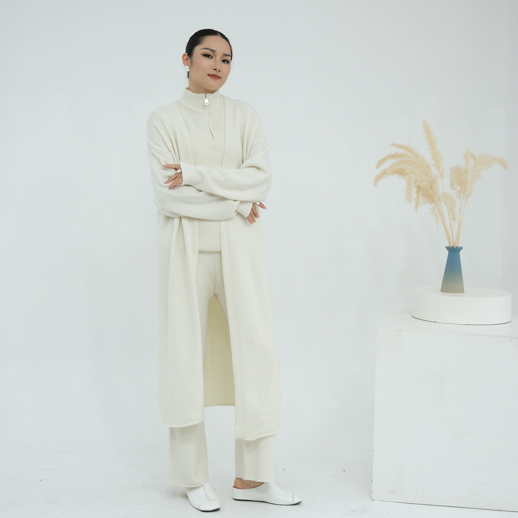 3 Pcs Knitted Solid Color Set