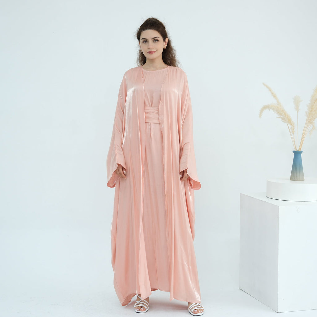 Solid Color Two-piece Shining Abaya