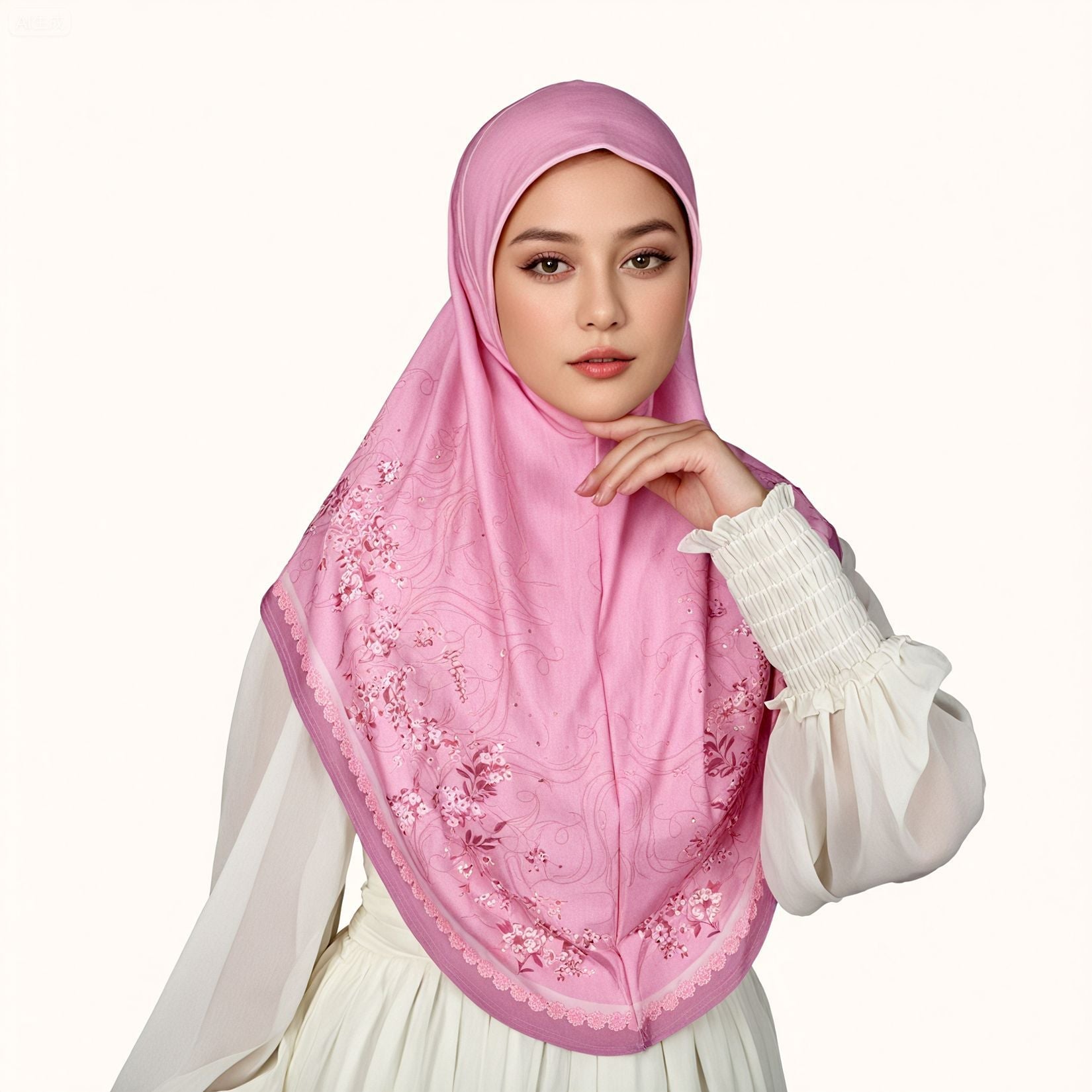 Embellished Printed Hijab Scarf