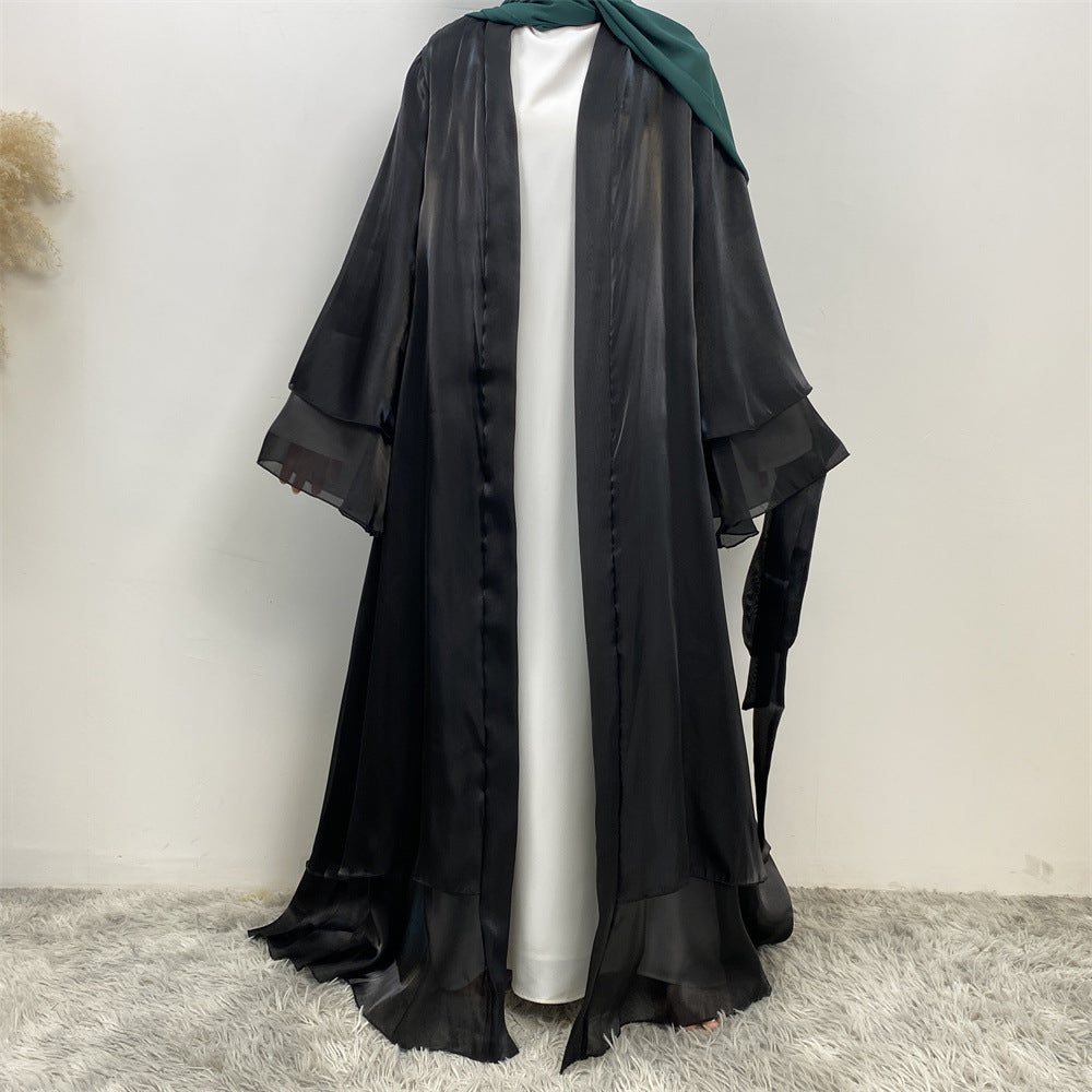 Shiny Satin Cardigan Abaya