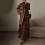 Round Neck Top & Pleated Skirt Set