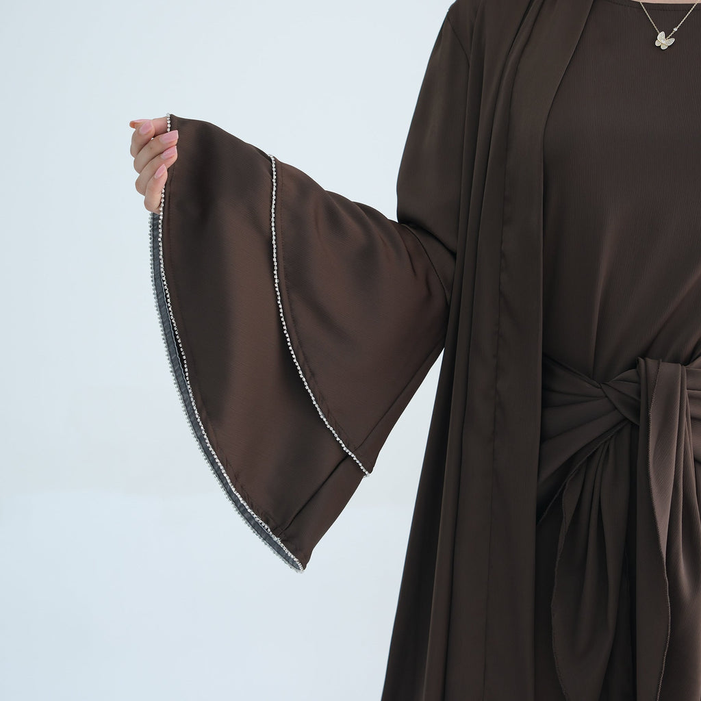 Women Puff Sleeve Belted Abaya