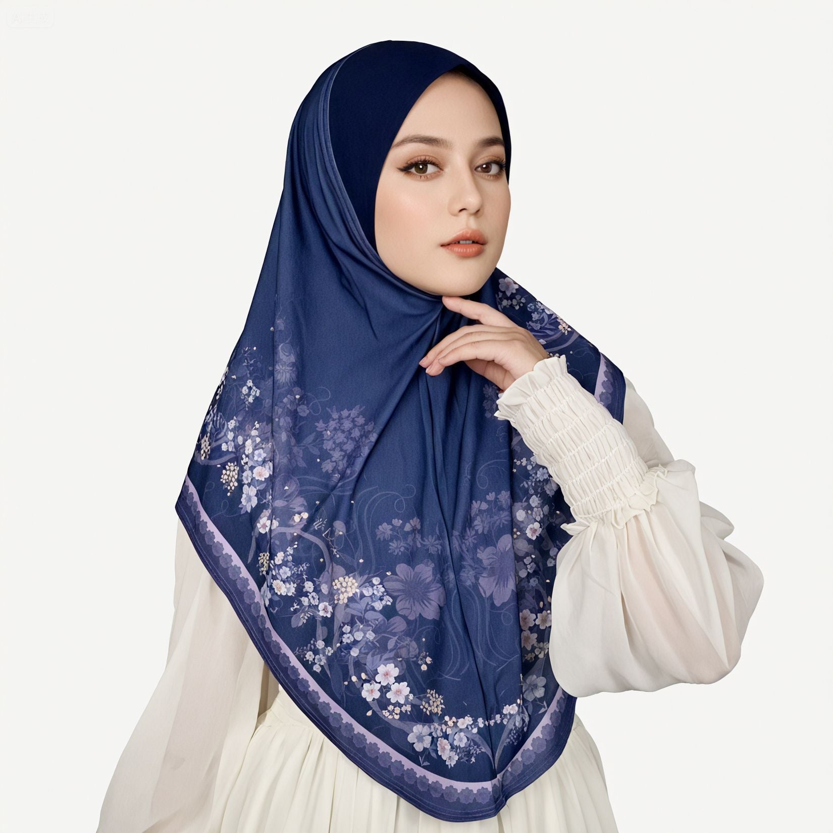 Embellished Printed Hijab Scarf