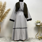 Open Embroidered Abaya with Belt