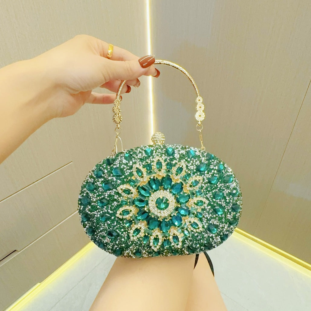 Rhinestone Round Clasp Handbag