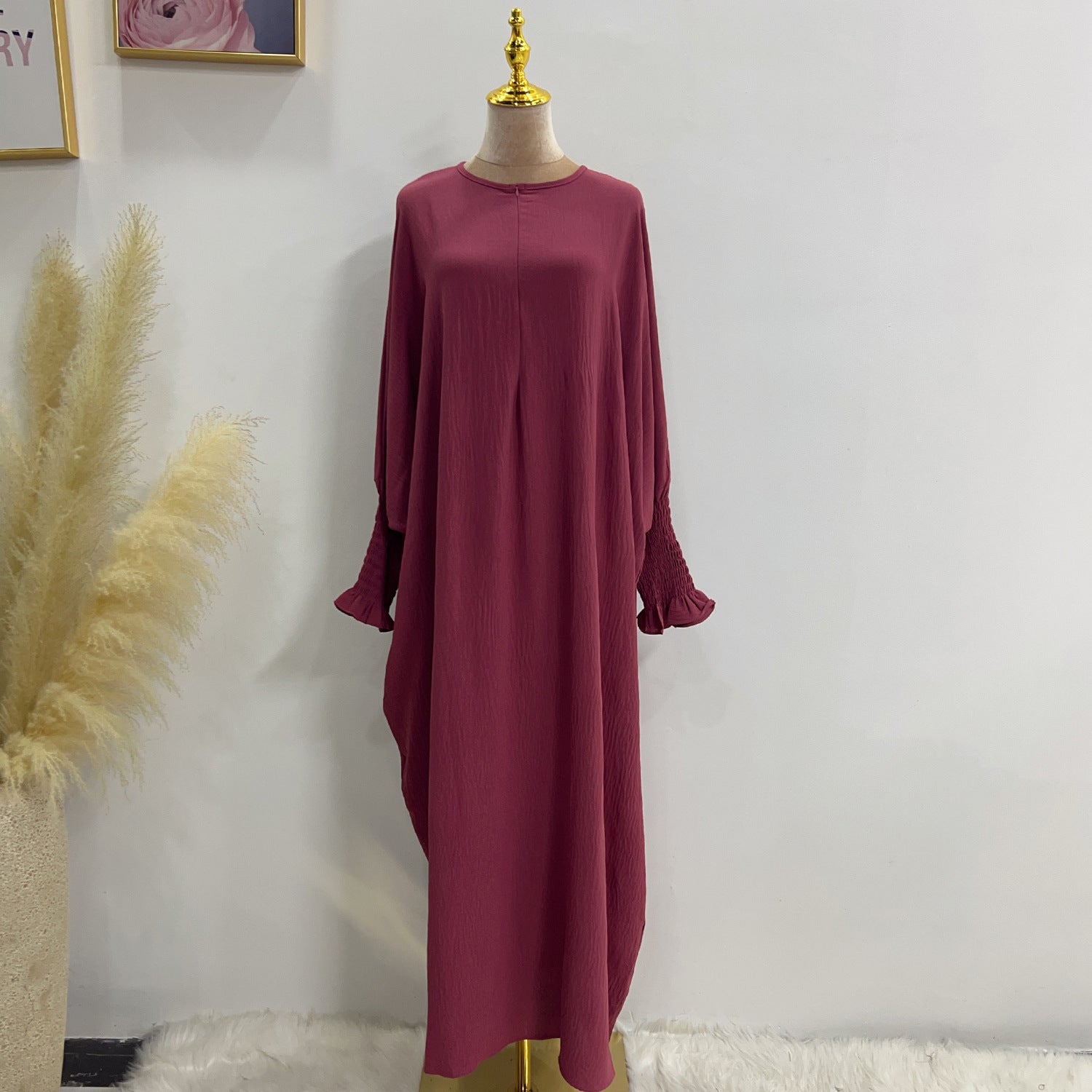 Solid Color Bat Style Dress