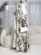 Ink-wash Printed Cardigan Abaya