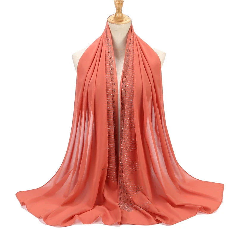 Hot Drill Embroidery Hijab