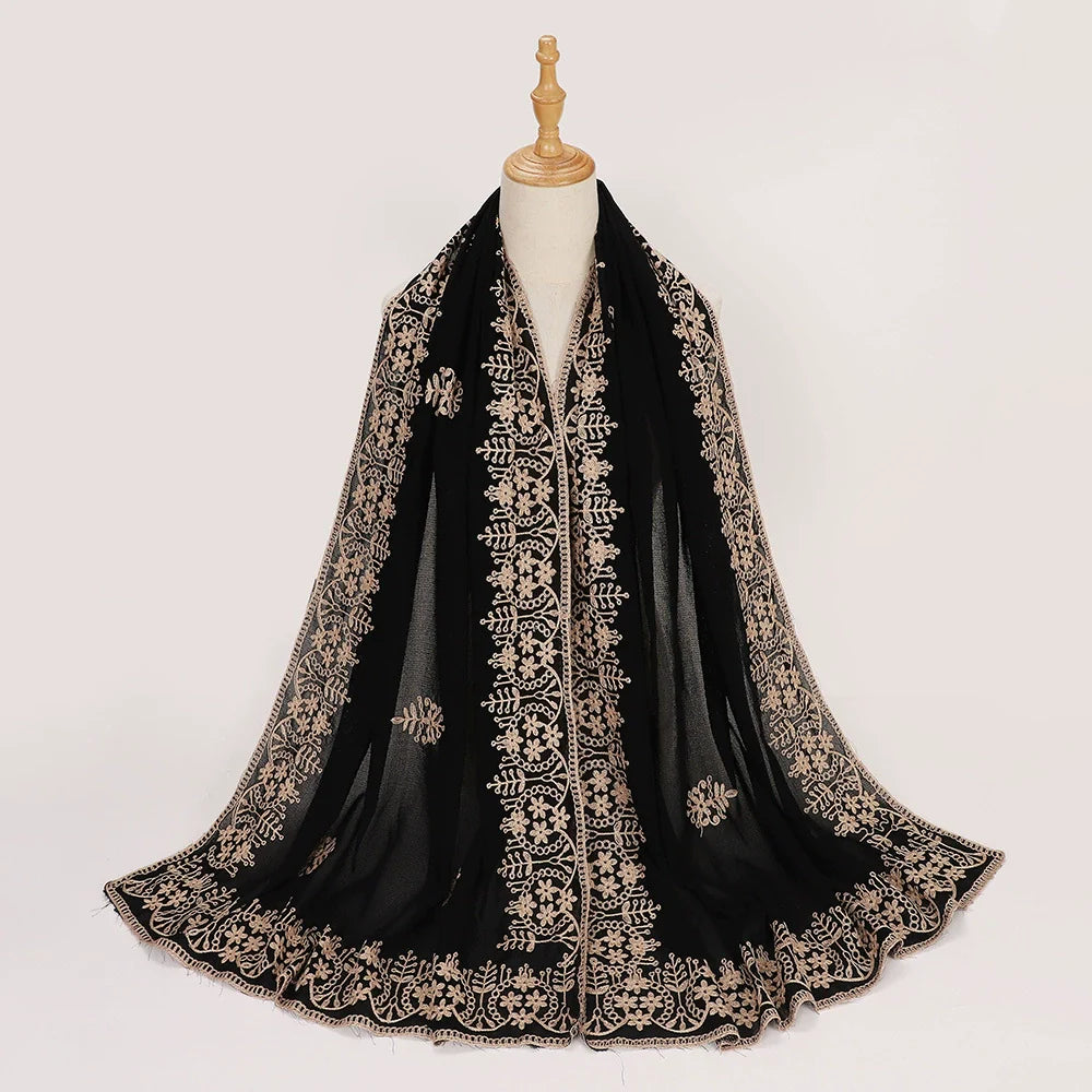 Black Embroidered Hijab