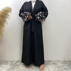 Peach Blossom Cotton Hemp Embroidery Abaya