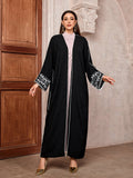 Embroidered Bat Sleeve Cardigan Abaya