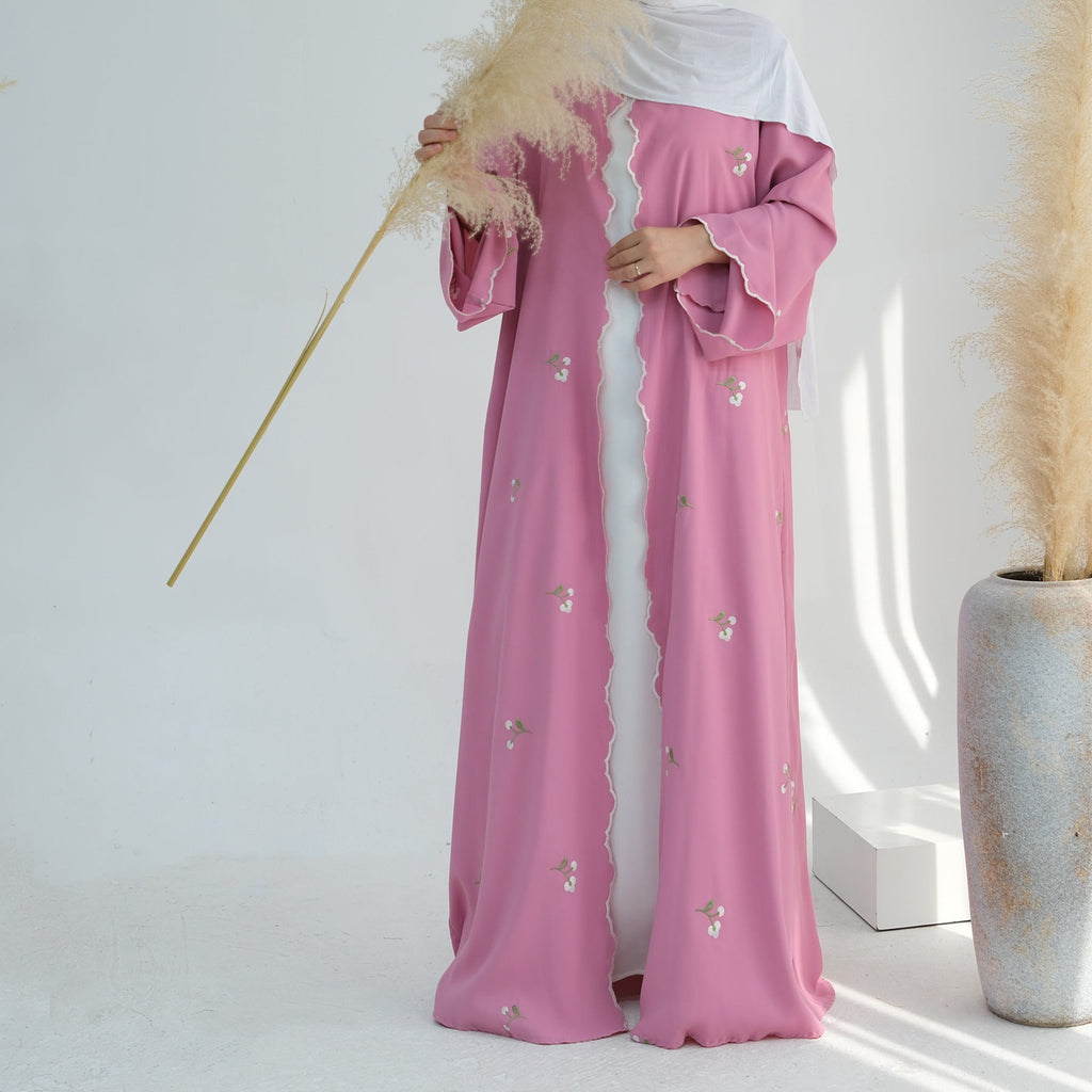 Flower Embroidery Elegant Lace Abaya